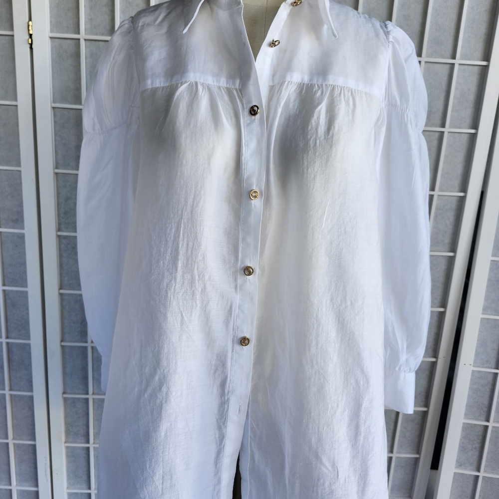 Yves Saint Laurent White Button-Front Blouse